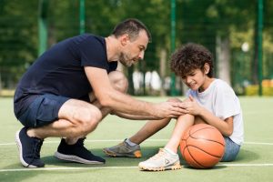 child injured playing basketball