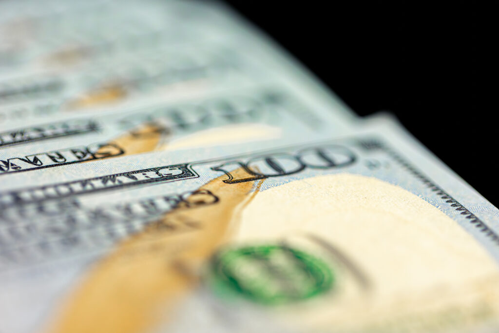 100 dollar banknote close-up. Finance concept. Money background close up. High quality photo. ai generate image