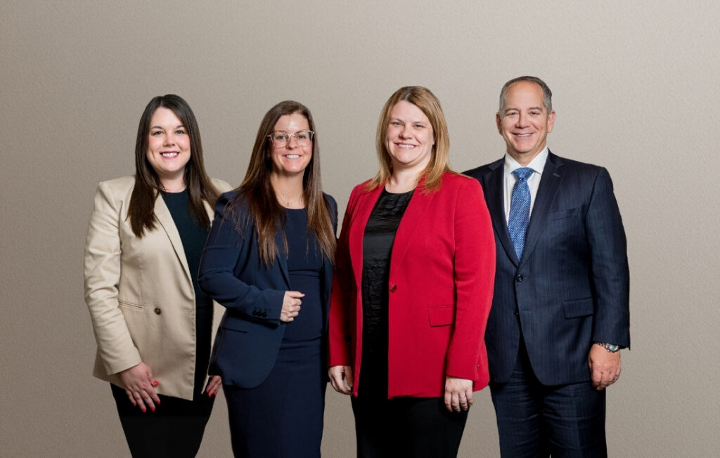 Founder James D. Spiros, legal partner Miranda L. Soucie and legal partner Danielle E. Cain of Spiros Law, P.C. personal injury law firm in Kankakee, Illinois