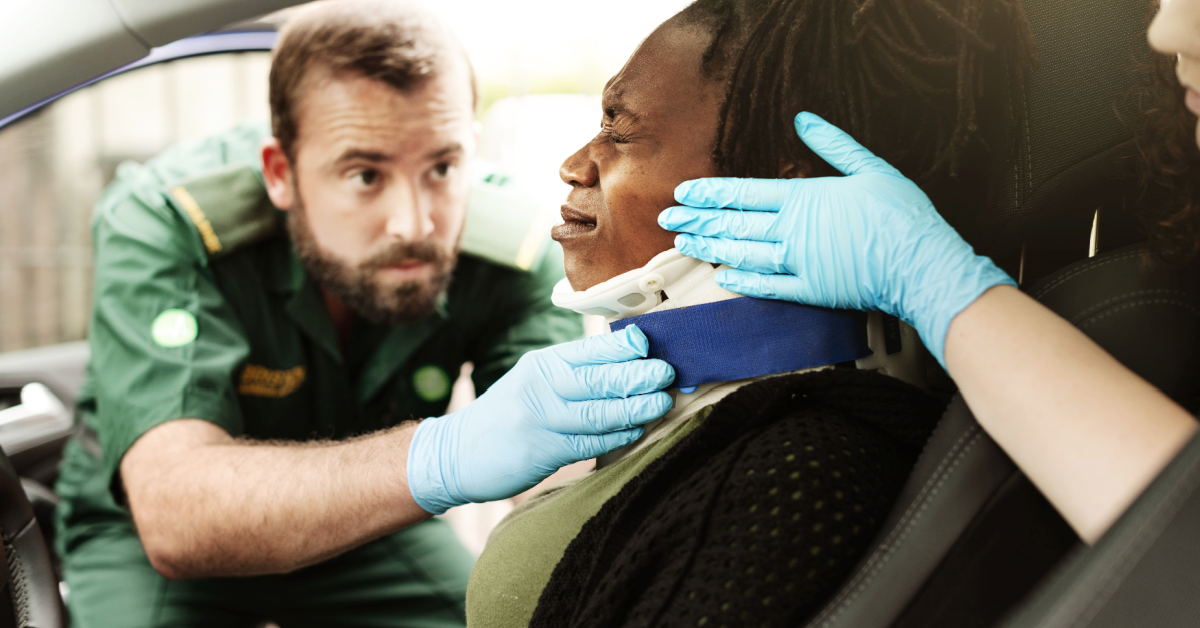 woman with neck injury after car crash